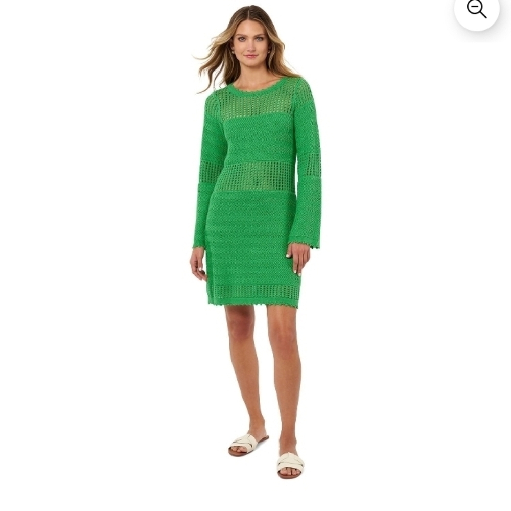 Edited by Remi Bader Long Sleeve Crochet Mini Dress